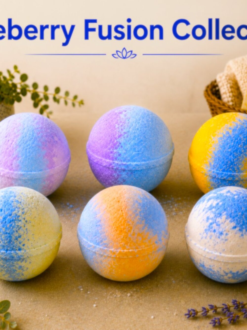 Bath Bomb Blueberry Fusion Collection XL Oversized Handmade Luxury Spa Fizzy